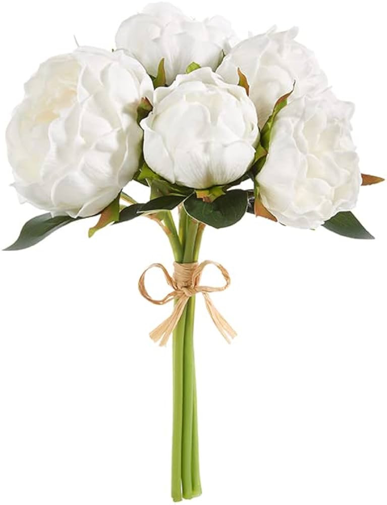 RAZ Imports Real Touch Peony Bundle, White, 11 inches, Bundle of 5 | Amazon (US)