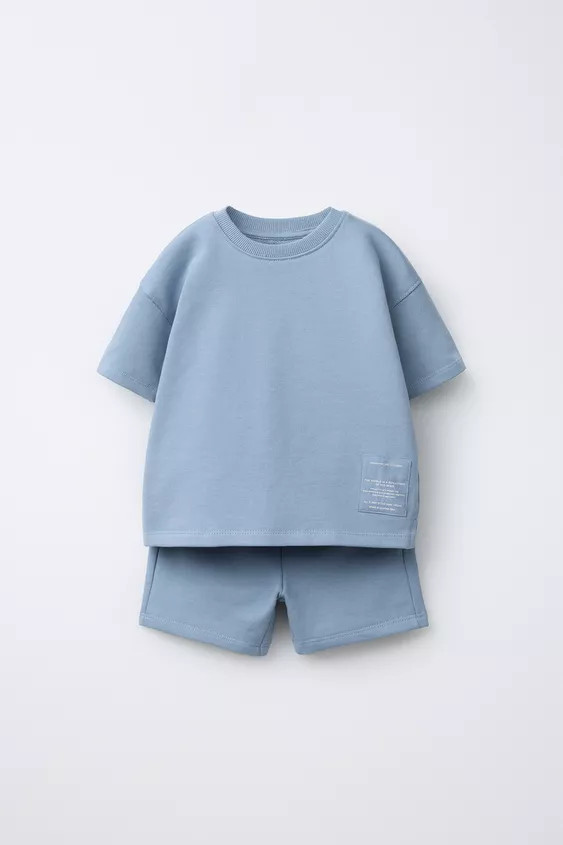 LABEL JOGGING T-SHIRT AND BERMUDA SHORTS SET | Zara UK