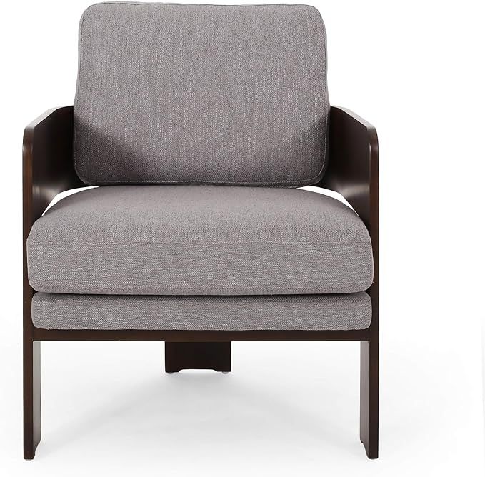 Christopher Knight Home Sheila Mid-Century Modern Fabric Bentwood Accent Chair, Gray + Dark Brown | Amazon (US)