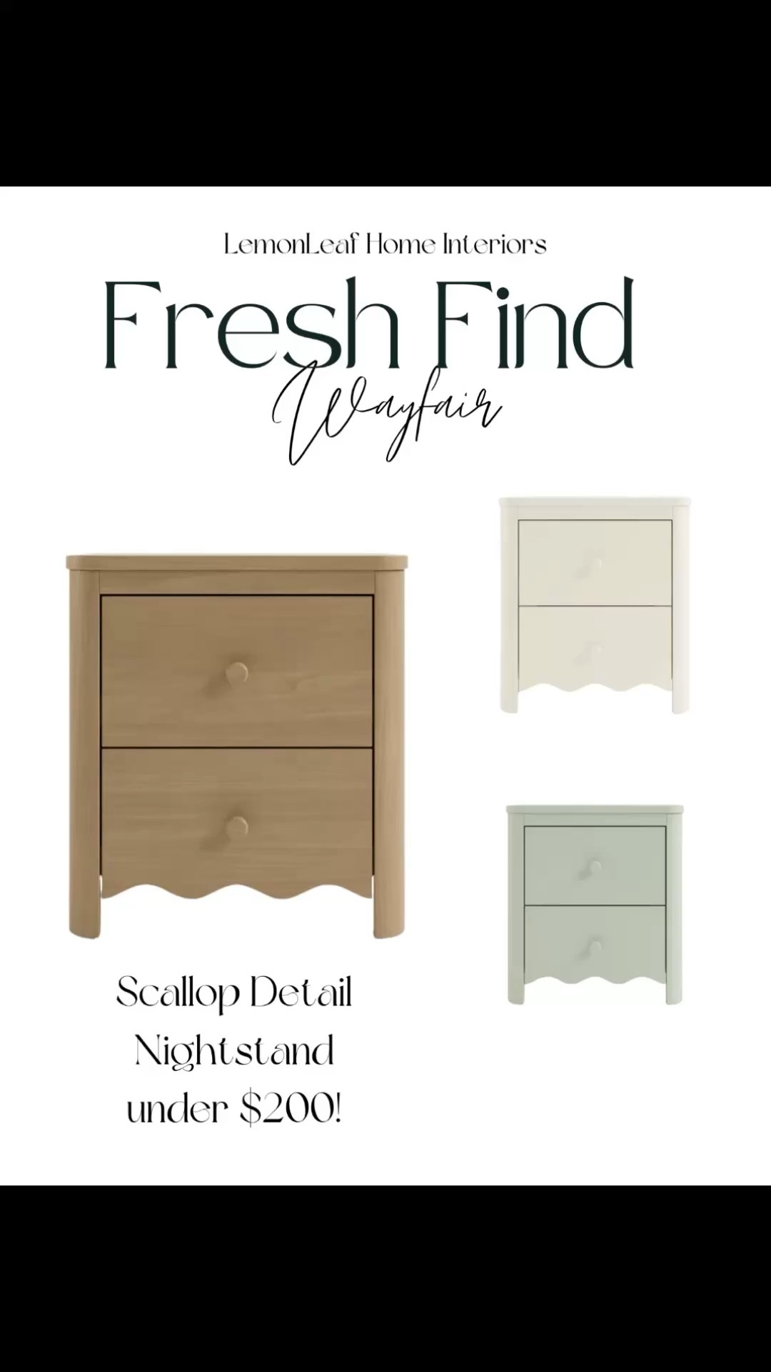 Sweet nightstand with scalloped detail. Great price from Wayfair 
Bedroom furniture 


#LTKSaleAlert #LTKHome #LTKWatchNow