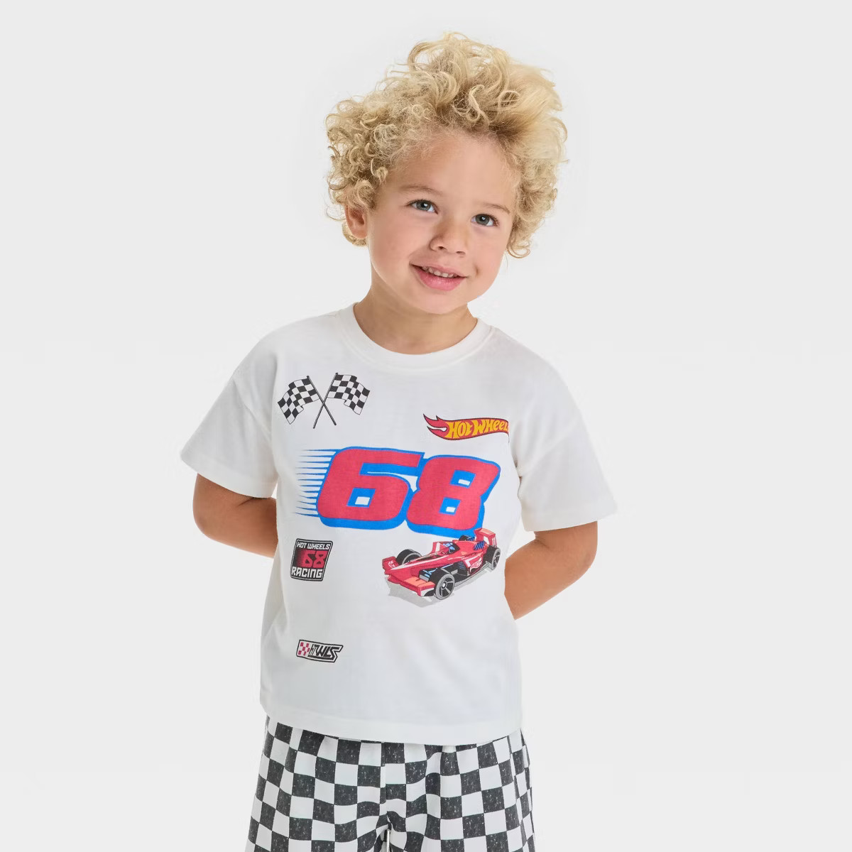 Toddler Boys' 2pc Hot Wheels T-Shirt & Checkered Shorts Set - Off-White | Target