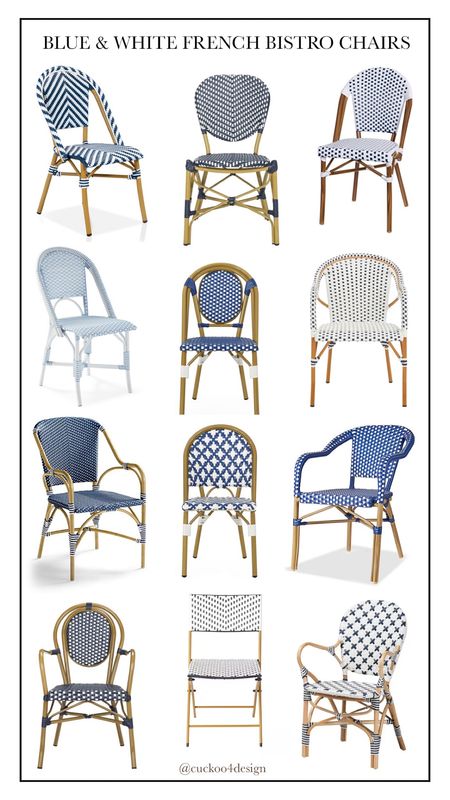 We blue and white French bistro chairs around our patio table and love them. All of these would look great as well for your outdoor dining area and they add so much charm. #outdoorliving #outdoorliving #patiochairs

#LTKSeasonal #LTKstyletip #LTKhome