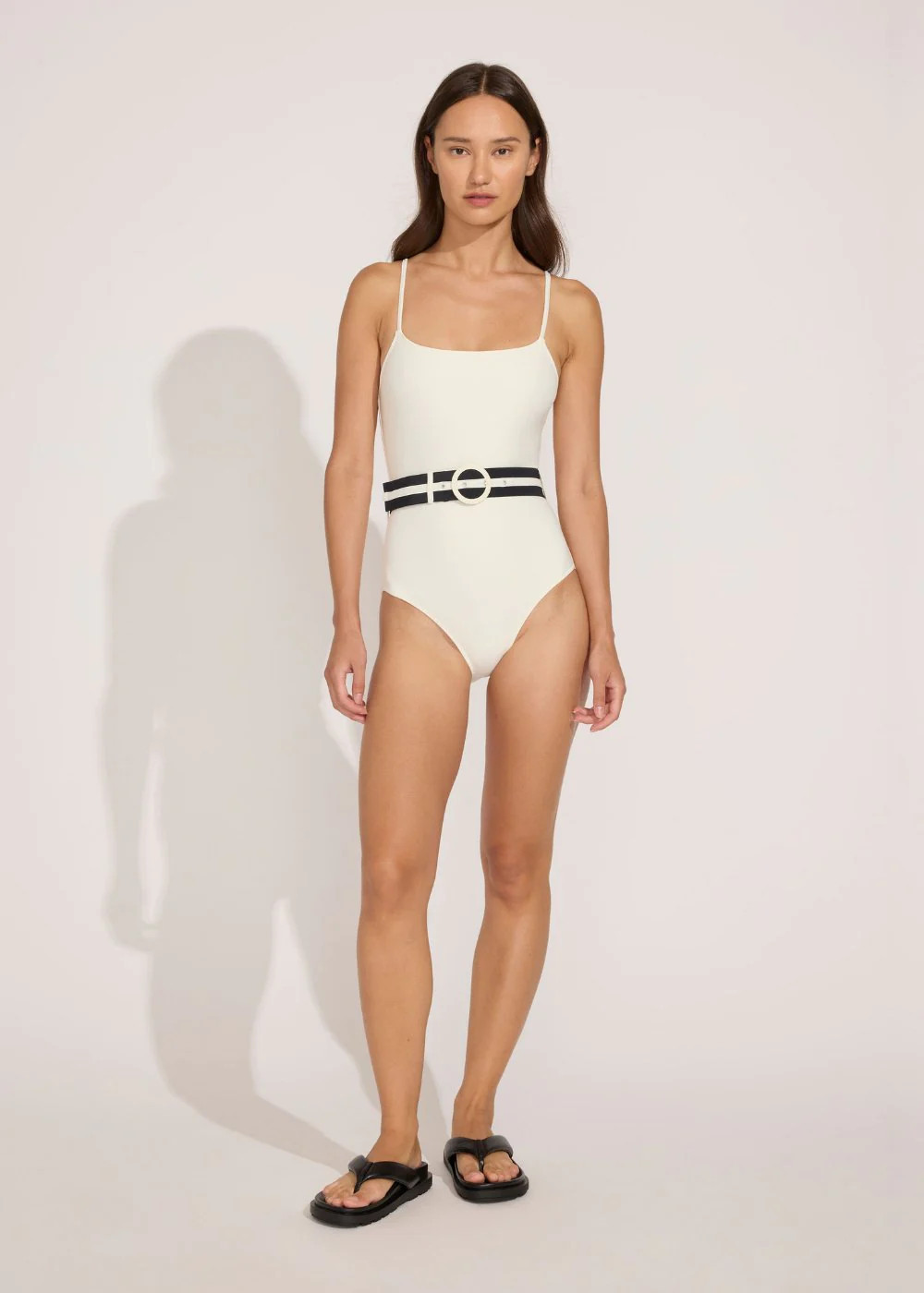 The Nina Belt One Piece in Cream | Solid & Striped