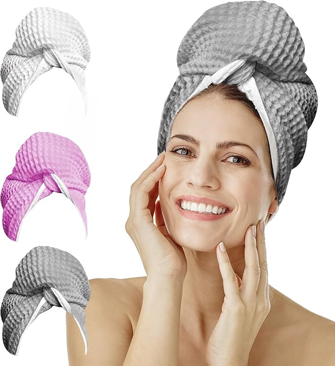 Microfiber Hair Wrap for Women - Extra Large 45 x 25 Quick-Dry Towel, Anti-Frizz, Breathable, Waf... | Amazon (US)