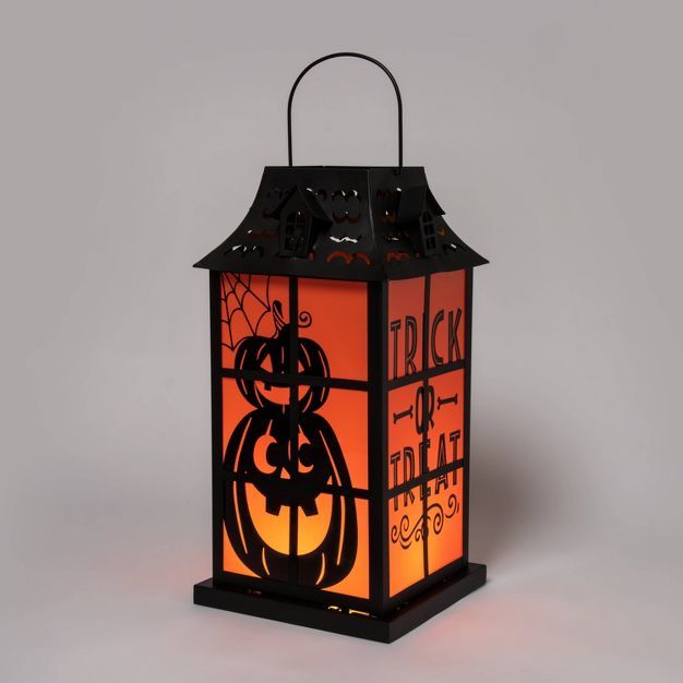 Light Up Large Orange and Black Halloween Decorative Lantern - Hyde & EEK! Boutique™ | Target