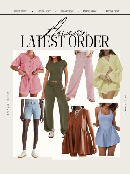 My latest Amazon order! @amazonfashion spring order! Spring set, pink pants, romper, dress, denim shorts. 

#LTKFindsUnder50 #LTKFindsUnder100