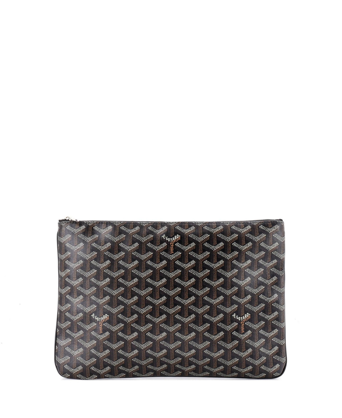 Pre-Owned Goyard Mm Senat Zip Pouch Coated Canvas - Brown | Macy's