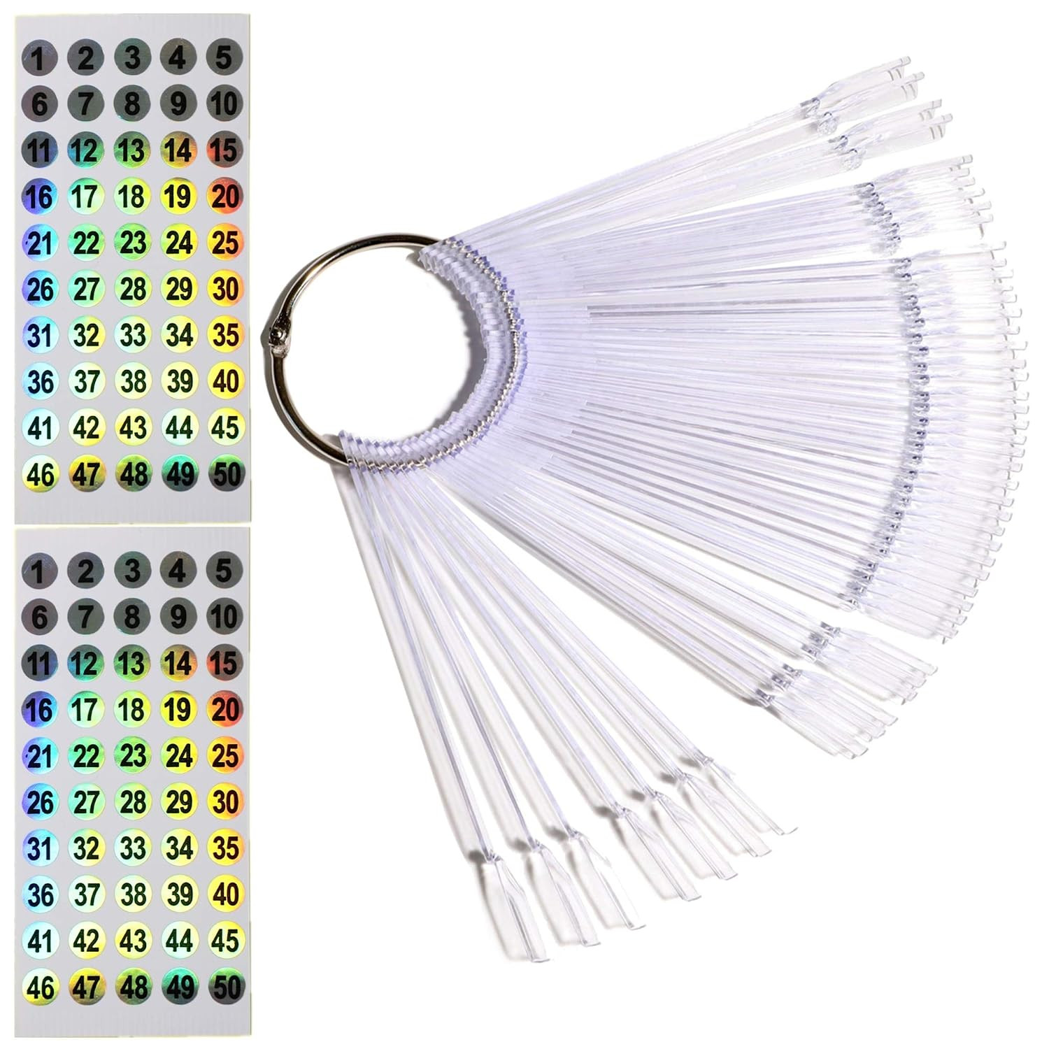 50pcs Nail Swatch Sticks with Ring for Nail Color Display(transparent) | Amazon (US)