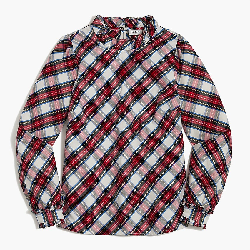 Cotton poplin ruffleneck top | J.Crew Factory