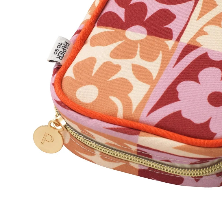 Papier To Go Zip Around Fabric Tech Pouch Organizer Tablet Case, Cabana Floral Patch, Yellow | Walmart (US)