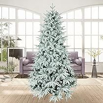 HomSof Snow Flocked Christmas Tree 7ft Artificial Hinged Pine Tree with White Realistic Tips Unli... | Amazon (US)