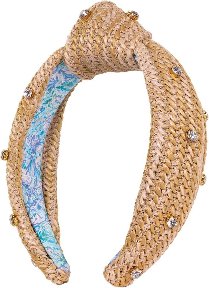 Lilly Pulitzer Knotted Rhinestone Headband, Raffia Wide Headband, Cute Embellished Hair Accessori... | Amazon (US)