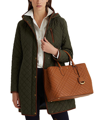 Lauren Ralph Lauren Petite Hooded Quilted Faux-Suede-Trim Coat - Macy's | Macy's