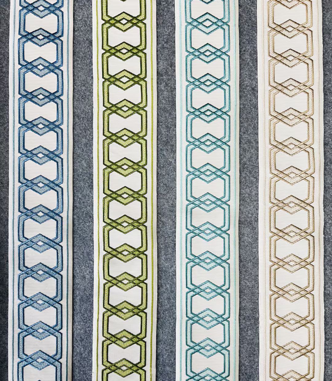 Geometric Curtain Border Trim,3.5"Fabric Trim for Curtains,Trim By the Yard, Drapery Trim Tape Te... | Etsy (US)