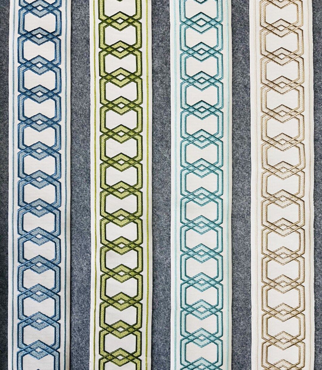 Geometric Curtain Border Trim,3.5"Fabric Trim for Curtains,Trim By the Yard, Drapery Trim Tape Te... | Etsy (US)