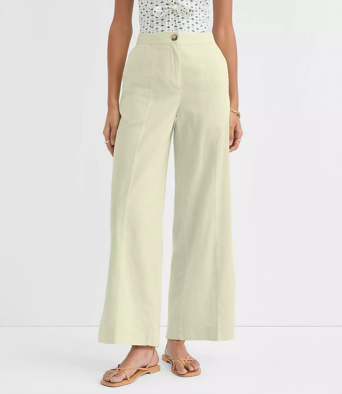 Linen Cotton Pull On Wide Leg Pants | LOFT
