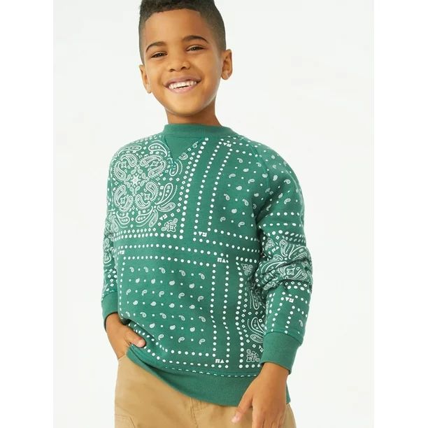 Free Assembly Boys Raglan Crew Neck Sweatshirt without Pocket, Sizes 4-18 - Walmart.com | Walmart (US)