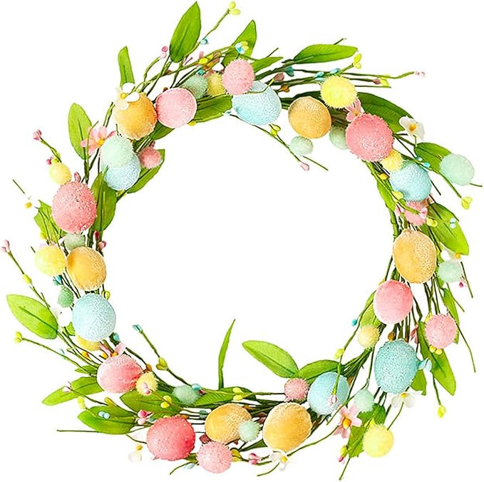 Easter Decor Easter Egg Wreath, Artificial Easter Wreath, Front Door, Easter Wreath with Flowers,... | Amazon (US)