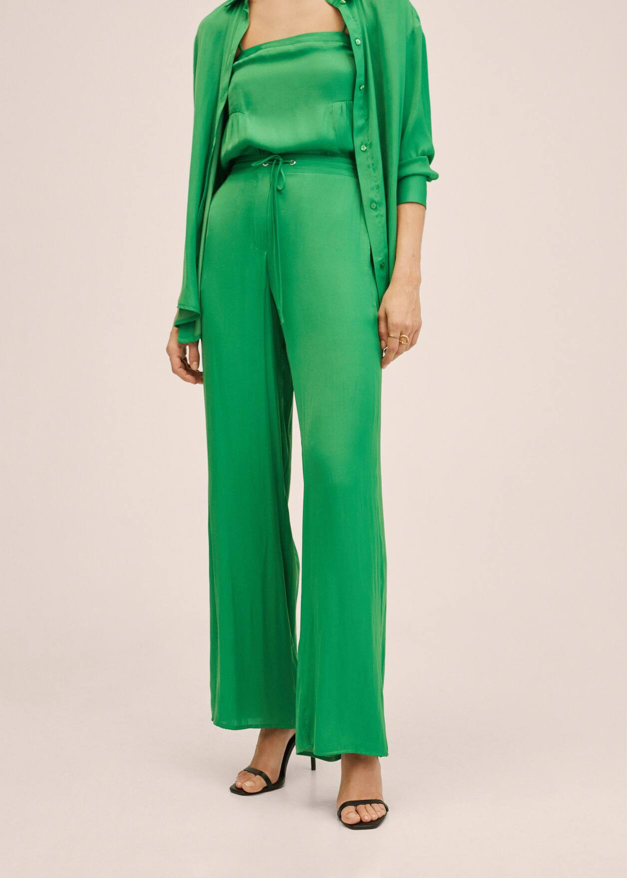 Wideleg pants with elastic waist | MANGO (US)