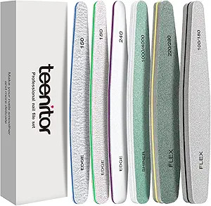 Nail File Buffer, Teenitor Gel Nail File Set Professional Nail Buffer File Block Natural Manicure... | Amazon (US)