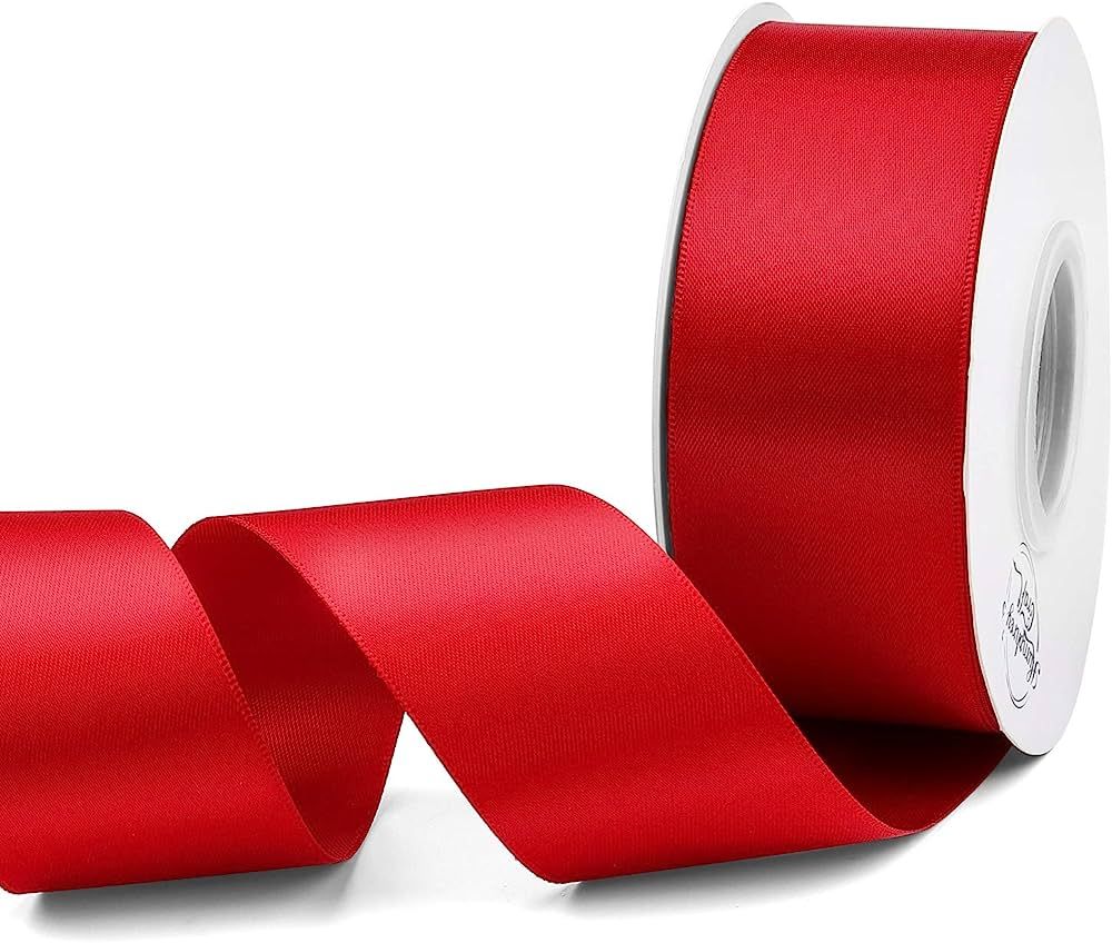 Humphrey's Craft 1-1/2 Inch Red Double Faced Satin Ribbon - 25 Yards Variety of Color for Crafts ... | Amazon (US)