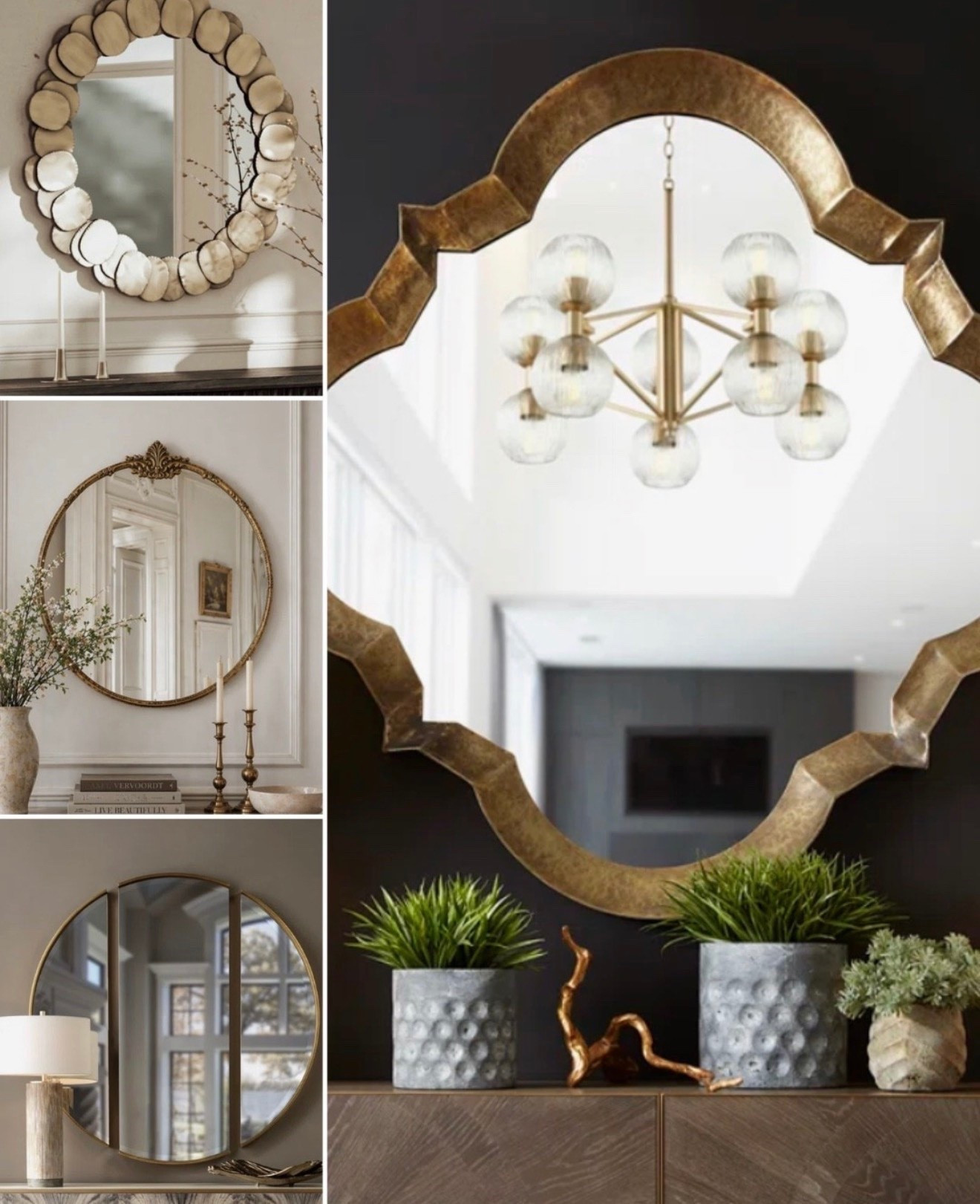Obsessed is an understatement, these mirrors are doing ALL the work😍

If your space feels a little flat lately, here's your sign: add a statement mirror. Not just for reflection, but for light, texture, and instant luxury! 

Think about it:
* Brass + gold finishes = warmth + elevated glow
* Unique shapes = designer,
curated feel (not basic!)
* Reflects light = makes your
space feel bigger + brighter
* Works in any room (entry,
dining, bedroom, even above a console)

Fun designer tip:
Layer your mirror with a console + greenery + a sculptural object (like this setup and you instantly get that high-end styled look you see in magazines without overthinking it.

These are the kind of pieces that make people walk in and go... "wait, where is that from?"

Shop my favorite picks below, these are designer-approved, high-impact pieces that transform your space without a full makeover.#LTKStyleTip
#InteriorDesign #HomeDecorFinds
#LuxuryHome #GoldDecor
#MirrorStyling #EntrywayInspo #DesignerTips #HomeUpgrade

#LTKHome #LTKHome #LTKselfcare #LTKSaleAlert