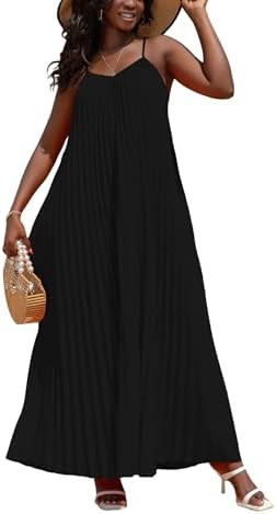 KINIKO Women's Summer Spaghetti Strap A-Line Dress – Casual Sleeveless Swing Style with Adjusta... | Amazon (US)