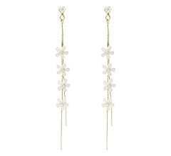 Flower Drop Earrings, Clover Earrings 925 Silver Needle Post Back, Linear Earrings, Flower Dangle... | Amazon (US)