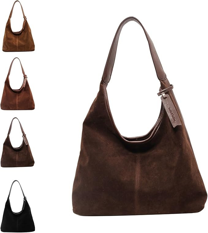 Leather Hobo Bags for Women Suede Purse Slouchy Tote Bag Womens Suede Tote Bag Hobo Handbag Offic... | Amazon (US)