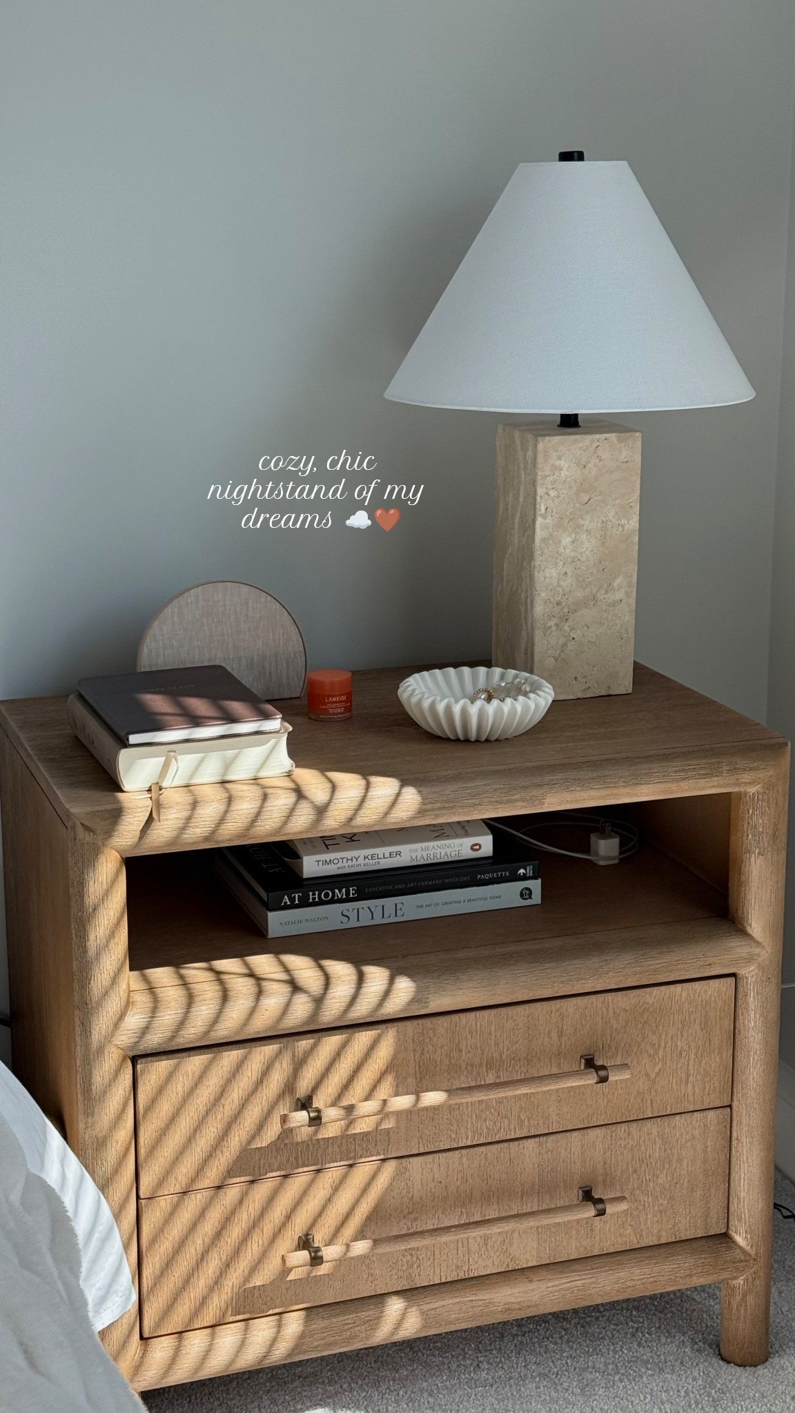 the most perfect neutral, wood grain finish nightstands ON SALE right now 🤎 my fiancé and I both love how much space this night stand has and the USB ports to charge out electronics at night. So worth it and will bring your dream bedroom vision to life! 

#LTKFamily #LTKHome #LTKSaleAlert