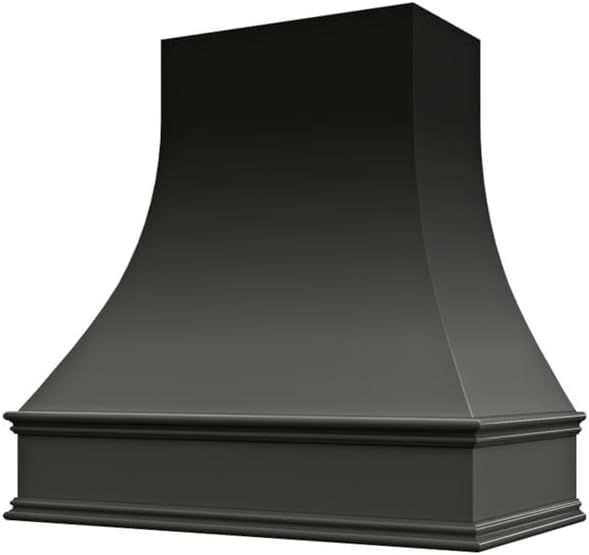 Riley & Higgs Curved Front Black Range Hood Cover With Decorative Molding - Wall Mounted Wood Ran... | Amazon (US)