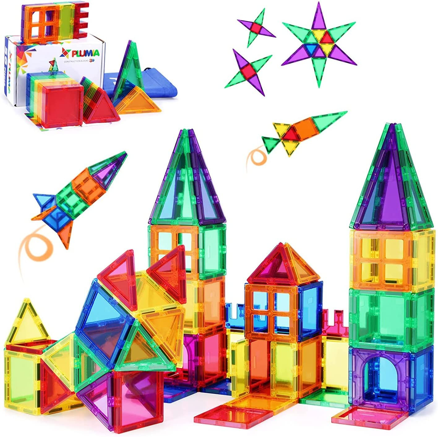 PLUMIA Magnets for Kids STEM Learning Toys 3D Building Magnetic Blocks Construction Magnet Toys for  | Amazon (US)