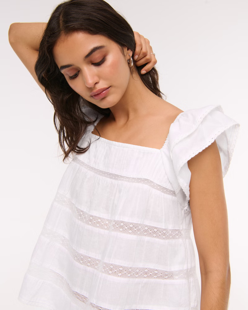 Women's Ruffle Babydoll Top | Women's Clearance | Abercrombie.com | Abercrombie & Fitch (US)