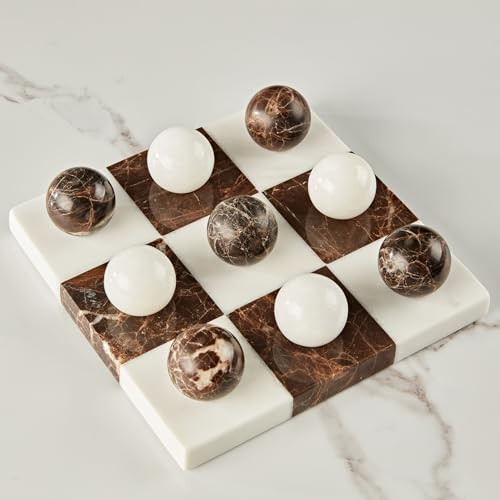 7×7 Inch Natural Square Marble Tic-Tac-Toe Board, White Marble Tic Tac Toe Grid for Modern Coffee Table, Hand-Made Organic Marble Decoration Board for Office, Modern Decoration for Indoor | Amazon (US)