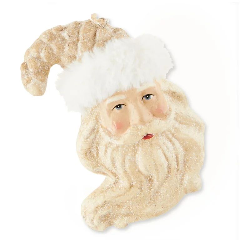 Santa Fur Trim Ornament, Festive Fireside Theme, Santa Head, off-White Color, 0.157 kg, by Holida... | Walmart (US)