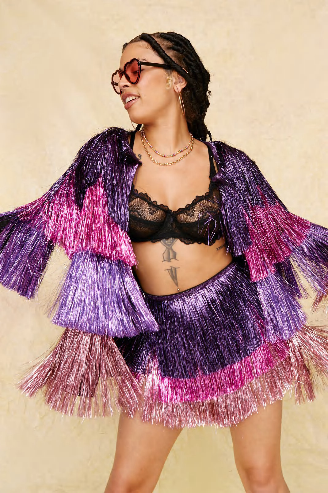 Multicolored High Waisted Tinsel Fringe Shorts | Nasty Gal (US)