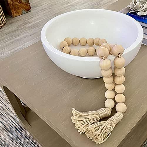 72in Wood Bead Garland 1.2" Diameter Large Boho Beads Rustic Prayer Country Coffee Table Farmhouse D | Amazon (US)