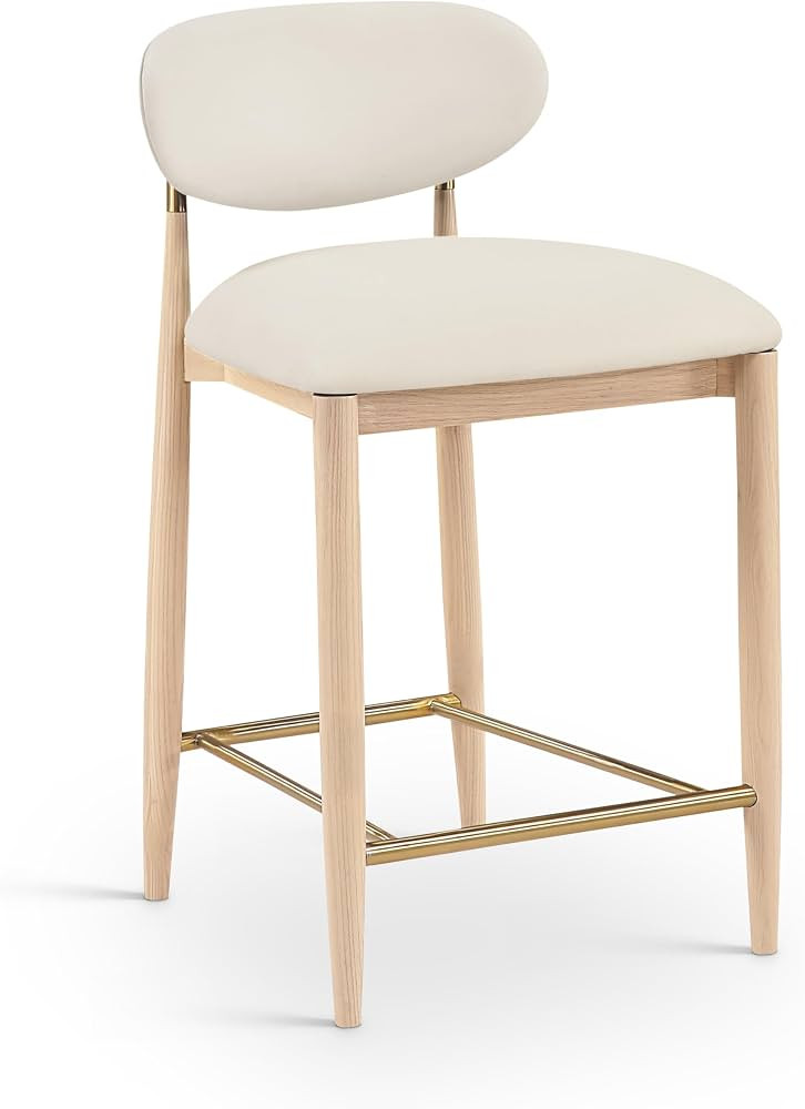 Meridian Furniture 11030Cream-C Riccio Collection Modern | Contemporary Stool with Cream Vegan Le... | Amazon (US)