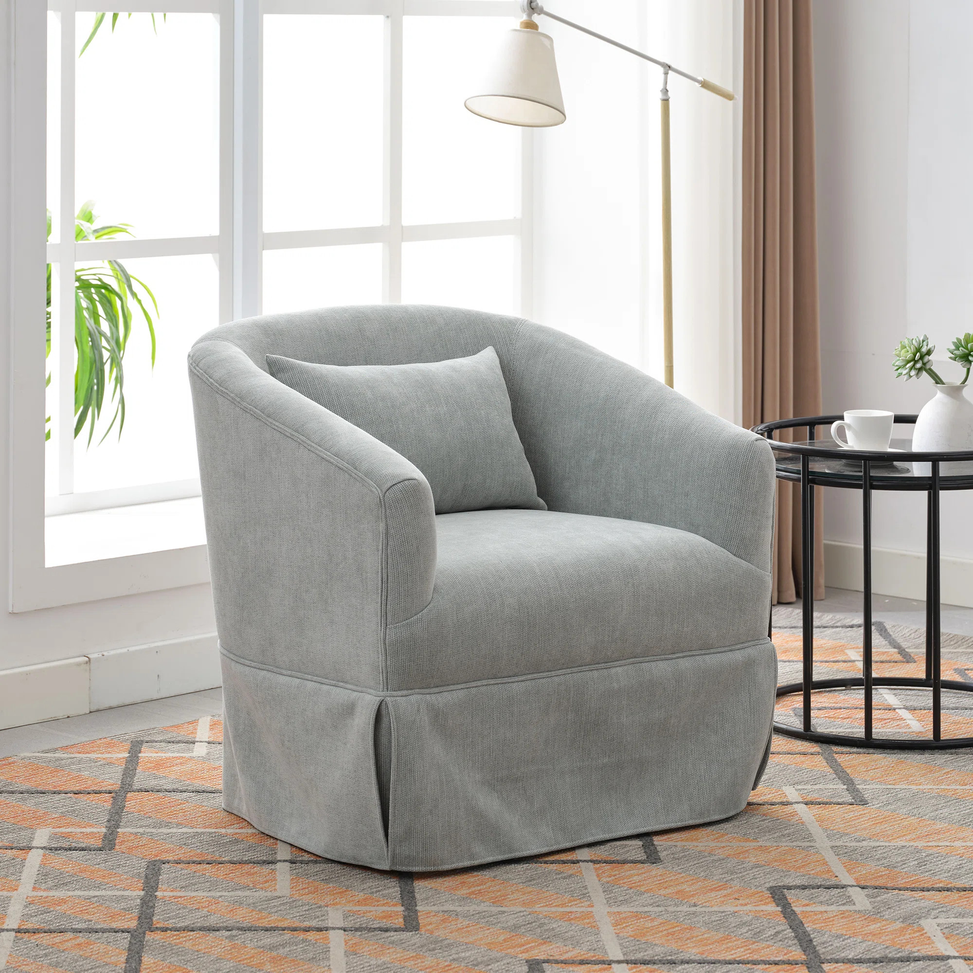 360° Swivel Accent Armchair with Plump Pillow Upholstered Comfy Sofa Chair | Wayfair North America