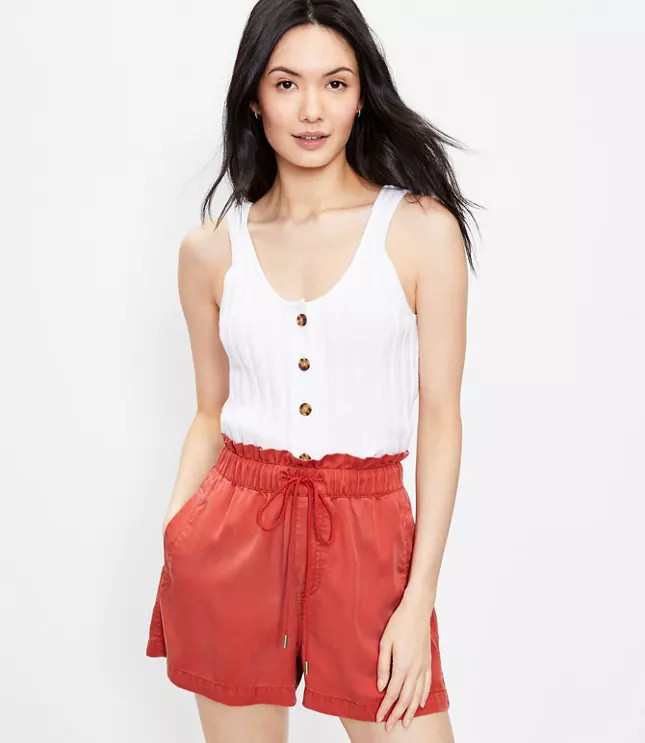 Ribbed Button Sweater Tank | LOFT