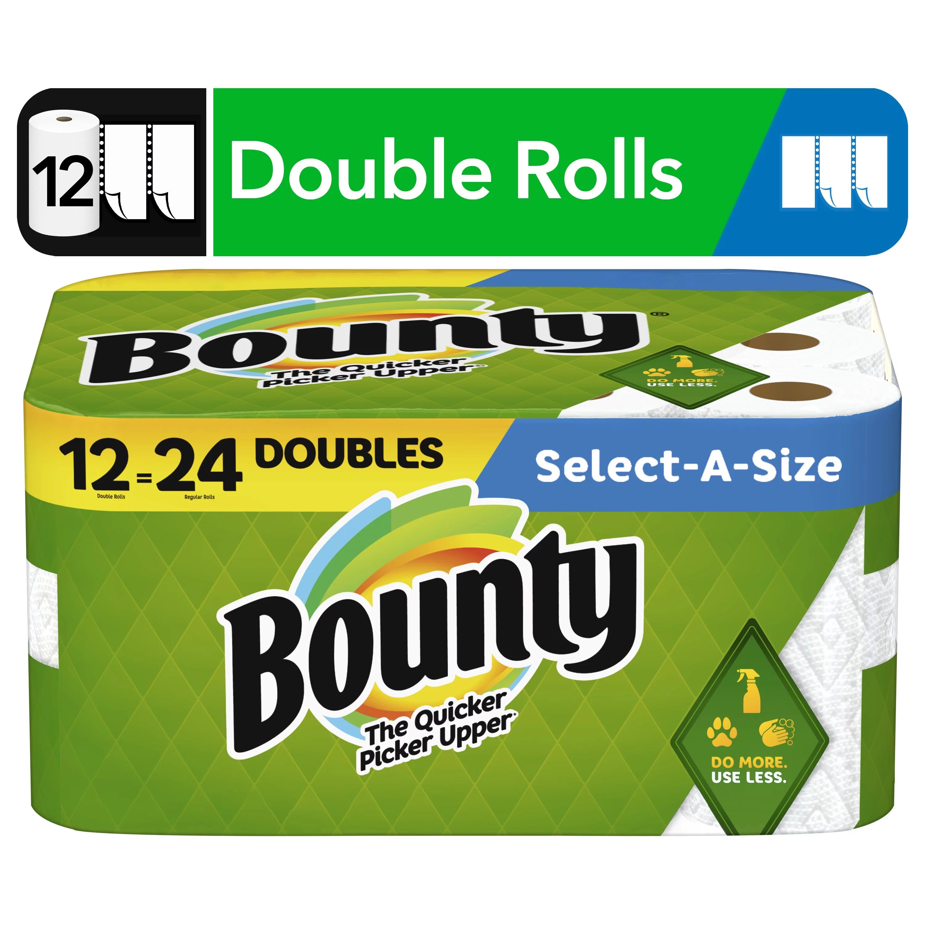 Bounty Select-A-Size Paper Towels, 12 Double Rolls, White | Walmart (US)