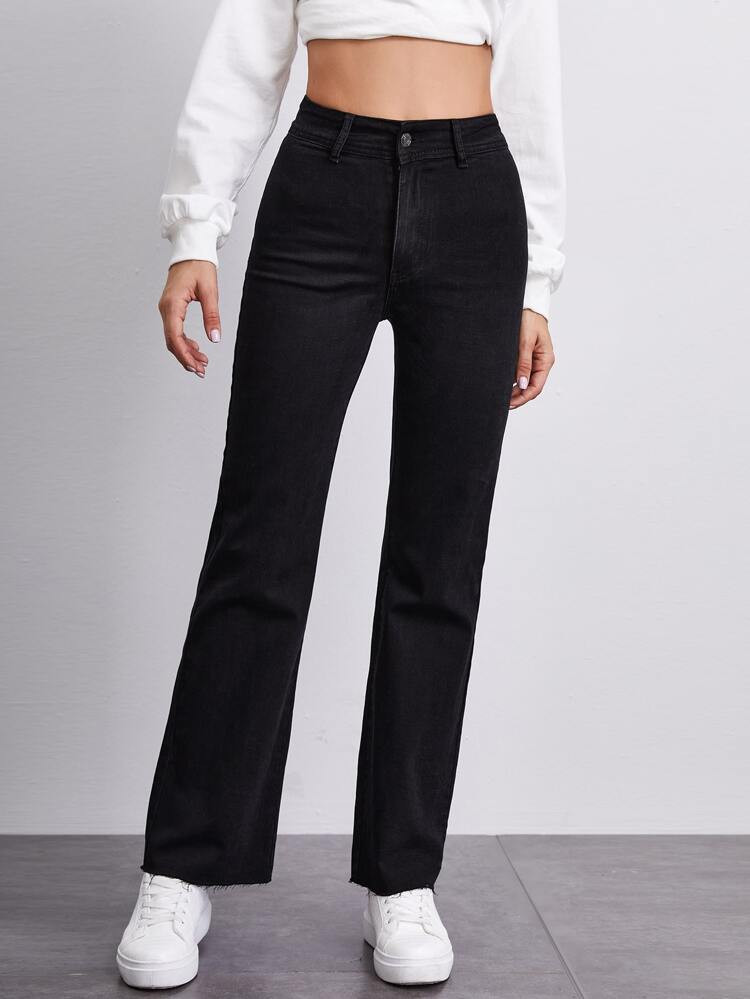 High-Rise Solid Jeans | SHEIN