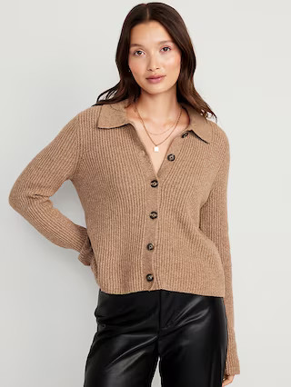 Shaker-Stitch Collared Cardigan Sweater for Women | Old Navy (US)