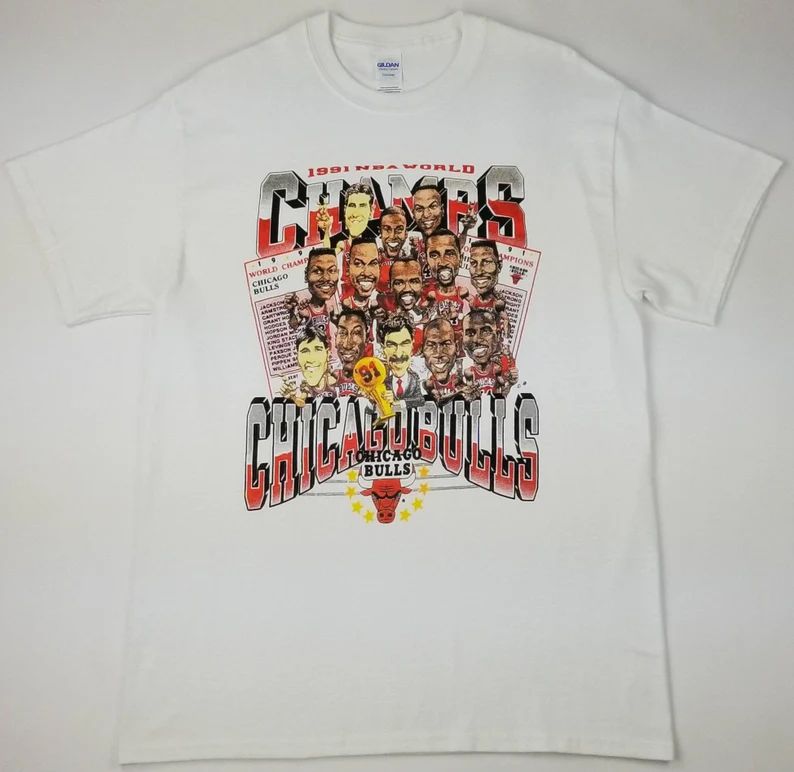 Vintage 90s Chicago Bulls 1991 NBA Finals World Champions Caricature Tee Size S M L XL -  Rap tee... | Etsy (US)