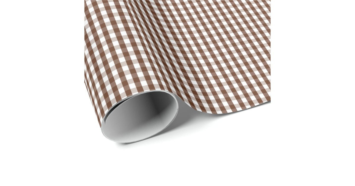 Small Brown and White Gingham Wrapping Paper | Zazzle | Zazzle