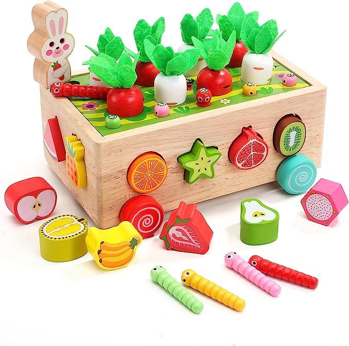 Montessori Wooden Stacking Toys, Learning Sorting Toys for Toddlers, Baby, 1 2 Year Old Boys and ... | Amazon (US)