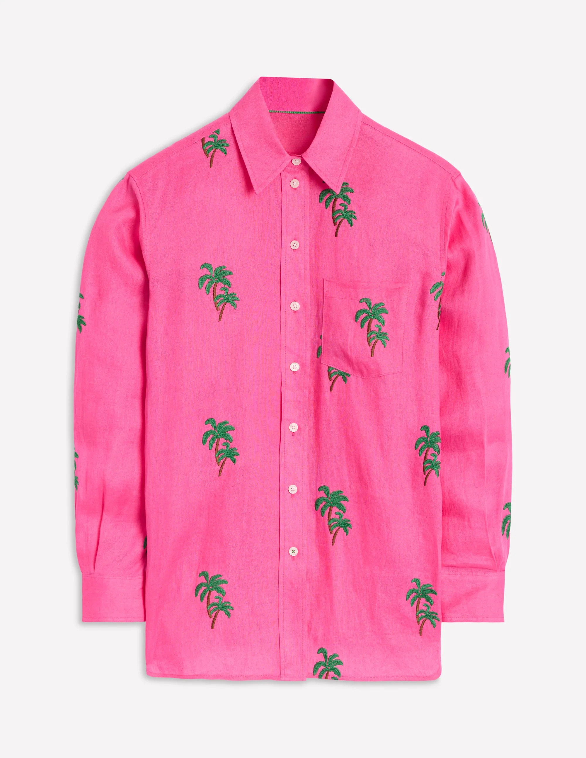Sadie Relaxed Linen Shirt-Sorbet Pink, Palm Tree | Boden (US)