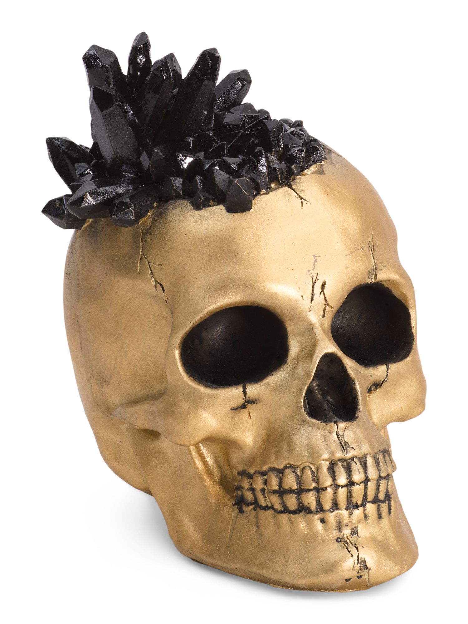 7in Resin Gold Tone Skull With Crystal Decor | TJ Maxx