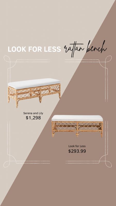 Rattan bench, Serena and Lily Avalon bench, end of the bed bench, Serena and Lily dupe, Serena and Lily look alike, coastal furniture, lake house furniture 

#LTKsalealert #LTKstyletip #LTKhome