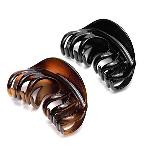Youxuan Hair Claw for Women, 4 Inch Pretty Hair Clip, Hair Grip for Thick Hair, Black and Coffee | Amazon (US)